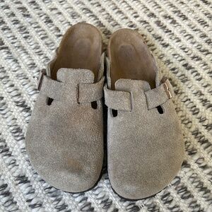 Birkenstock Boston Soft Footbed suede taupe leather, size 38